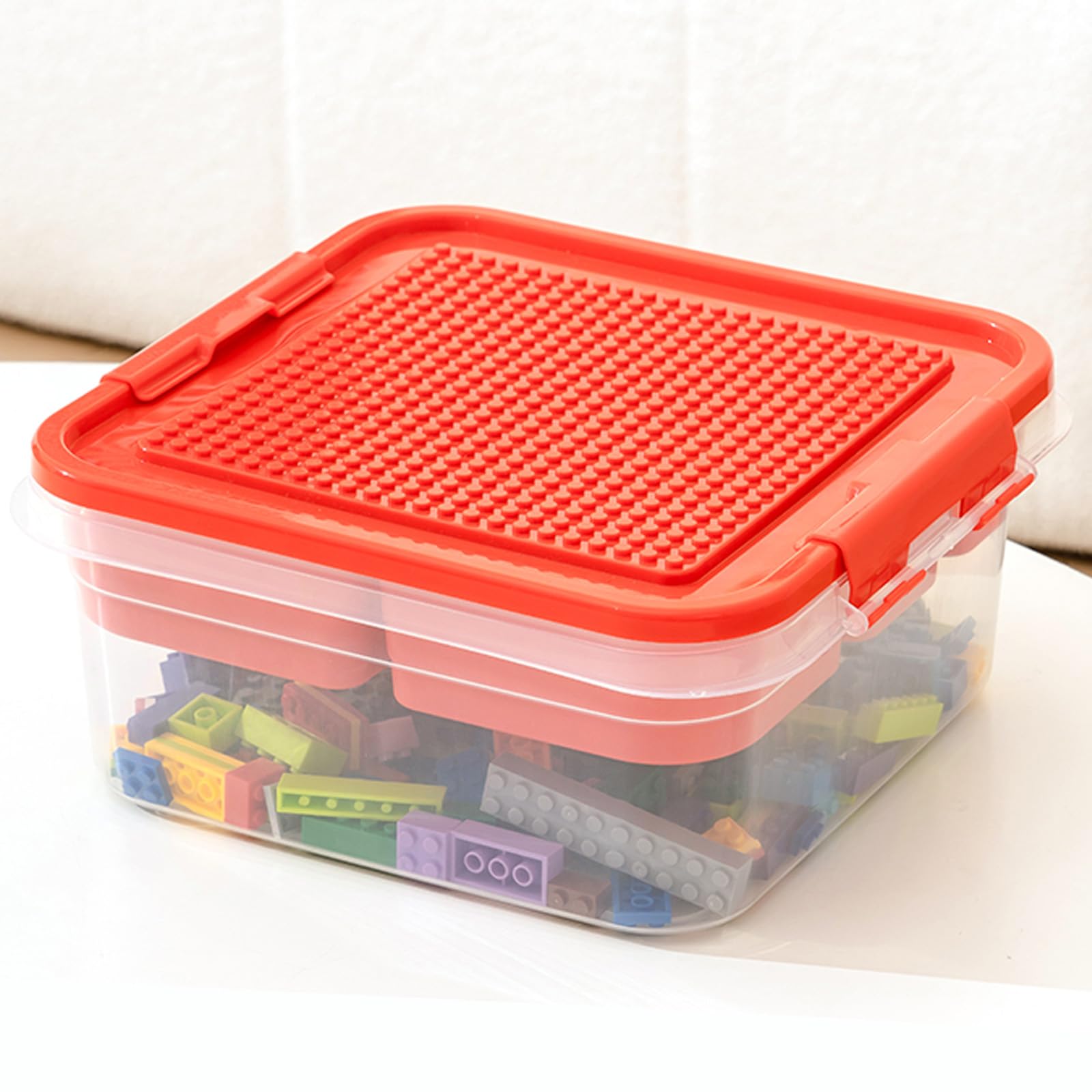 Toys Storage Organizer Bins for Lego Building Blocks Storage with Building Baseplate Lid Storage Containers for Building Brick Storage Plastic Stackable Organizer Bin Toy Chest